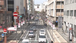 旧県庁通り「ハレまち通り」　休日の歩行者が1車線化前の1.4倍に　岡山市