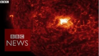 Nasa releases incredible solar flare footage - BBC News
