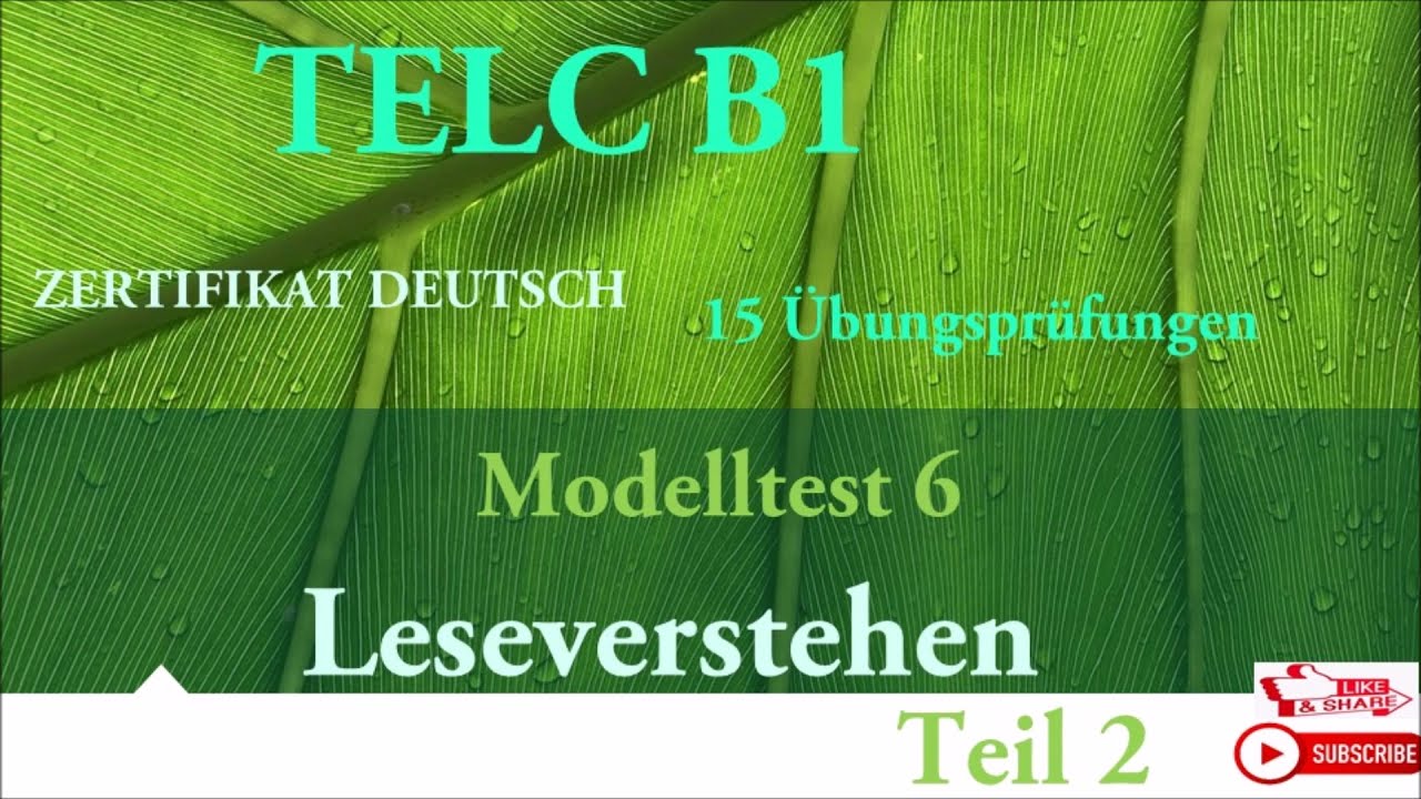 TELC B1 - Zertifikat Deutsch-15 übungsprüfungen- Leseverstehen B1 ...