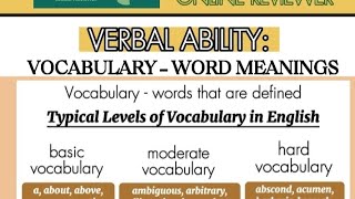 CIVIL SERVICE EXAM | Verbal Ability: Vocabulary - Word Meanings | CSE Online Reviewer