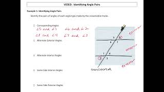 Identifying Angle Pairs