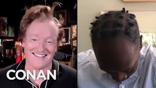 Conan & Don Cheadle Compare Quarantine Hair | CONAN on TBS