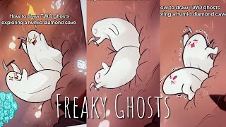 Drawing a TWO ghosts exploring a cave art tutorial