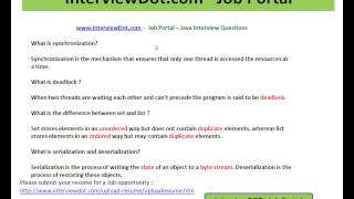 java synchronization serialization interview question interviewdot