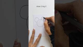 Draw Mickey Mouse easy step by step #shorts #simpledrawing #simplestrokes #draweasy
