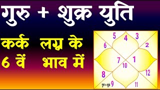 Jupiter and Venus Conjunction in 6th House  Cancer Ascendant(गुरु + शुक्र 6वें  भाव में कर्क  लग्न )