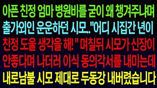 【사연열차①】아픈엄마 병원비 챙겨주지말라는 시모   여자가 친정에 돈 쓰면 집안이 망한다!  며칠뒤 시모가 신장이 안좋다며 각서를 쓰자는데  내로남불 시모 참교육 했습니다