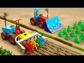 Diy tractor making mini Bulldozer Cleaning Farm | diy Rainbow Plow Machine Planting Garden | HP Mini