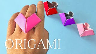 【遊べる折り紙】ハートの指輪の折り方音声解説付☆Origami Heart ring tutorial