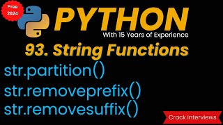partition Function | removeprefix | removesuffix | built in functions in Python
