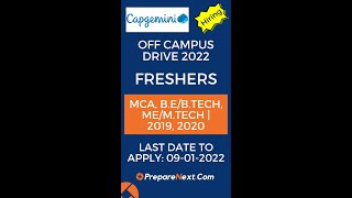 Capgemini Off Campus Drive 2022 | Freshers | IT Job | Engineering Job