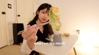 What I Eat in a Month as a University Student (Asian food, Grocery Shopping & Cooking)