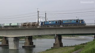 武蔵野線多摩川橋梁　貨物列車4074レ　Musashino Line Tama river bridge　2020.8.7