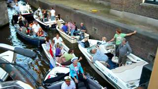 Boat traffic jam 2 in the canals during Sail Amsterdam on 8/20/2010