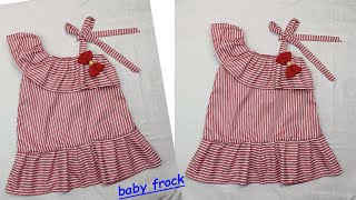 Beautiful baby frock cutting and stitching \\ one shoulder dori baby frock design