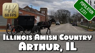 Driving Around Small Town Arthur, IL and Illinois Amish Country in 4k Video