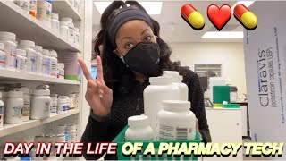 DAY IN THE LIFE OF A PHARMACY TECHNICIAN | COME TO WORK WITH ME IN THE PHARMACY! + ASMR
