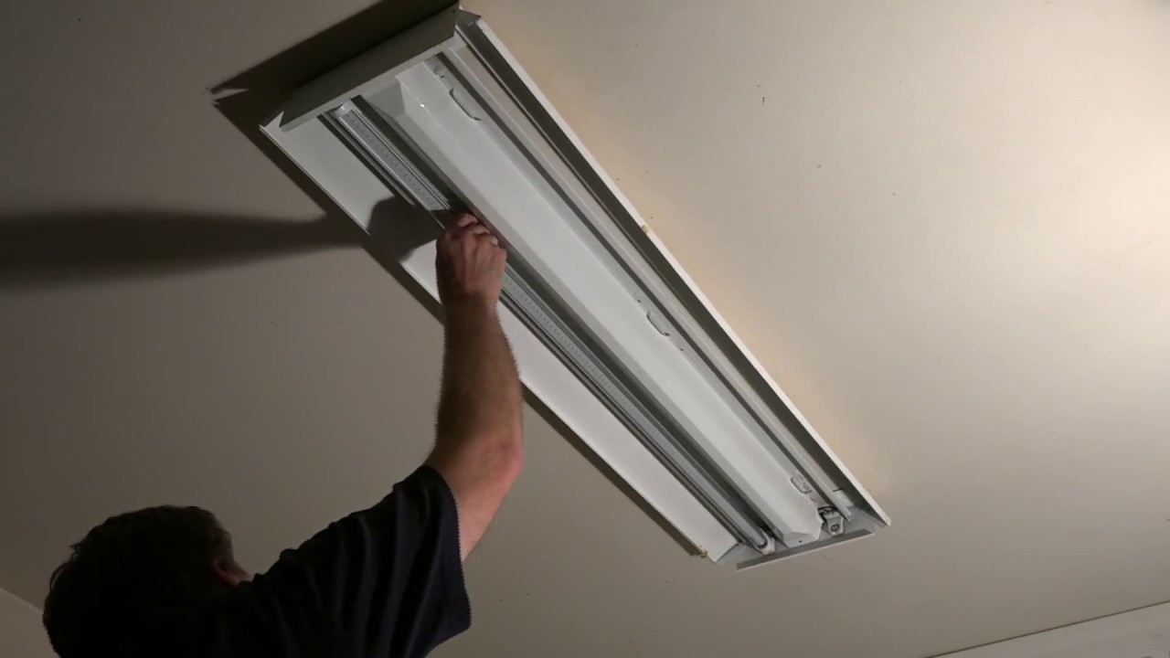 Convert A Flourescent T8 Style Light Fixture To LED Bulbs - YouTube