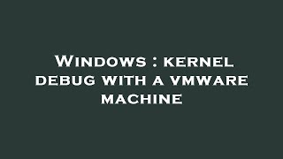 Windows : kernel debug with a vmware machine