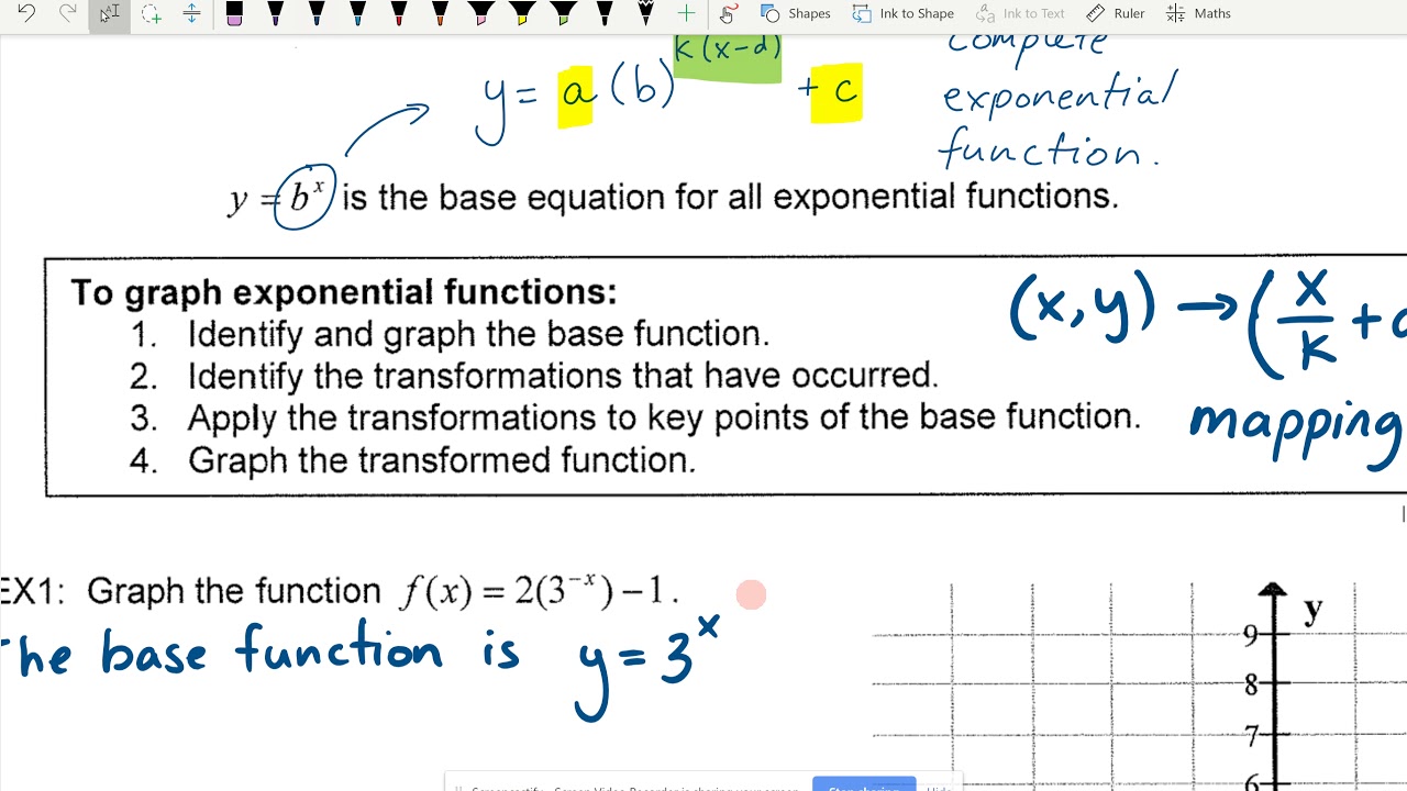 MCR3U Transformations Of Exponential Functions - YouTube