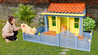 My dad rescues poor dogs and builds wonderful dog house for them