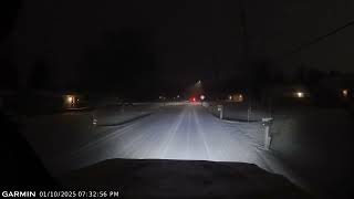 Garmin Mini 2 Dash Cam - Sample Video, Snowy Night, 1080p, 30fps