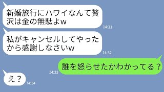 【LINE】結婚式当日に新婚旅行を勝手にキャンセルした姑「無駄づかいするなw」→勝ち誇る性悪姑に嫁がある事実を伝えた時の反応がwww【総集編】