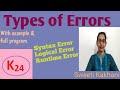 Types of error | Syntax, logical and Runtime error