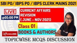 SBI PO/ IBPS CLERK/PO MAINS CURRENT AFFAIRS | Topicwise CA in MCQs | Important Books & Authors