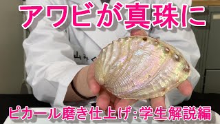 アワビを真珠に