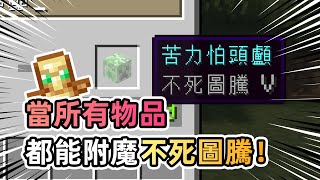 我讓所有物品都能附魔【不死圖騰】😂！從此我無敵啦！【Minecraft】