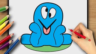 CÓMO DIBUJAR POCOYO AZUL? MUY FÁCIL- DIBUJO PARA NIÑOS! ¿DIBUJEMOS POCOYO?