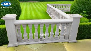 Natural stone carved white marble stair balcony baluster railings balustrade design for sale