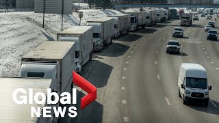 Trucker protests: Frustration rises as Canada-US border blockade in Ontario forces diversions