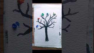 Very Easy Technique Cherry blossom painting 🎨🎨#shorts #youtubeshorts #satisfying #art #diy #ytshorts