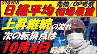 日経平均株価09月20日 ～ 　日経は宵の明星完成で弱気サインもTOPIXは上放れ並び赤で対照的なろうそく足!!