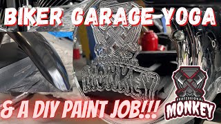 Painting your @harleydavidson at home, and damn near dropping the bike in the garage!