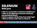Part16-Selenium with Java Tutorial | Practical Interview Questions and Answers|  Links