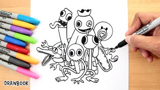 How to draw ALL the monsters from RAINBOW FRIENDS (Chapter 1 & Chapter 2) TOGETHER