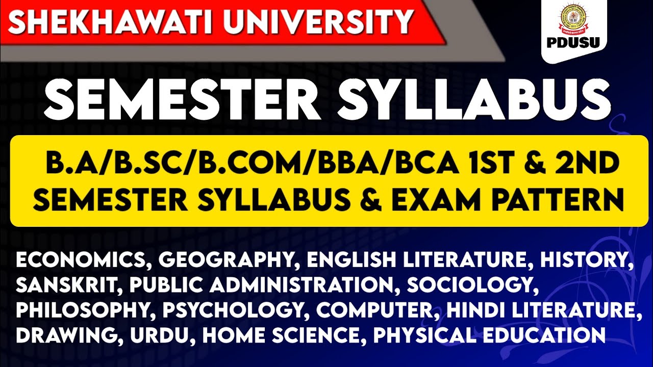 PDUSU B.A/B.Sc/B.Com/BBA/BCA 1st & 2nd Semester Syllabus & Exam Pattern ...