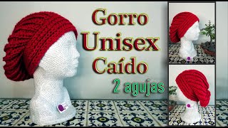 Gorro tejido en 2 agujas Unisex | Gorro caído - Punto inglés o punto Hondo.