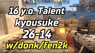 【4K】kyousuke (26-14) w/donk/fen2k (mirage) | FACEIT Ranked | July 27, 2024 #cs2 #pov