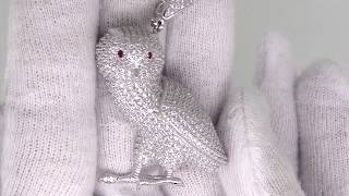 .925 Silver Owl Rhodium CZ Detailed Bling Bling Pendant MSP1044R