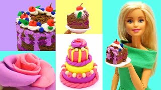 DIY Miniature Food for Barbie. Play Doh Cake for Barbie