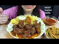 Eating Kabuli Mutton Kosha With Turmeric Rice*N-vlog*Eating show*Eating Sound*