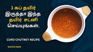 1 கப் தயிர் இருந்தா இந்த  தயிர்  சட்னி செய்யுங்கள் I How to Make Delicious Curd Chutney