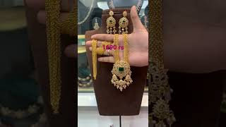 1690 rs free shipping whatsapp 7013573487 | one gram gold chandraharam chain with pendant earrings