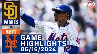 Mets vs Padres (6/16/2024) | NY Mets Highlights | SNY