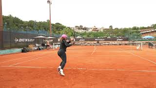 Serena Williams Forehand Hard Hit Slow Motion Back View / セレナの高い打点のフォア後ろから（スロー）