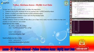 Lesson - 55 : Python Advanced - Python Database Access : MySQL Insert Data